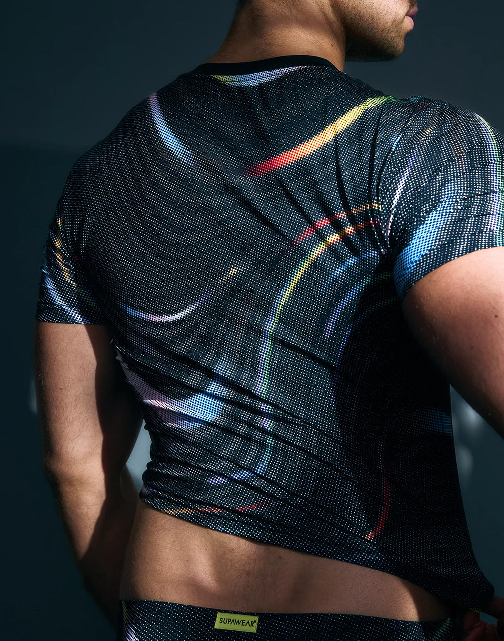 Pride Swirls Printed Crop T-Shirt-Black