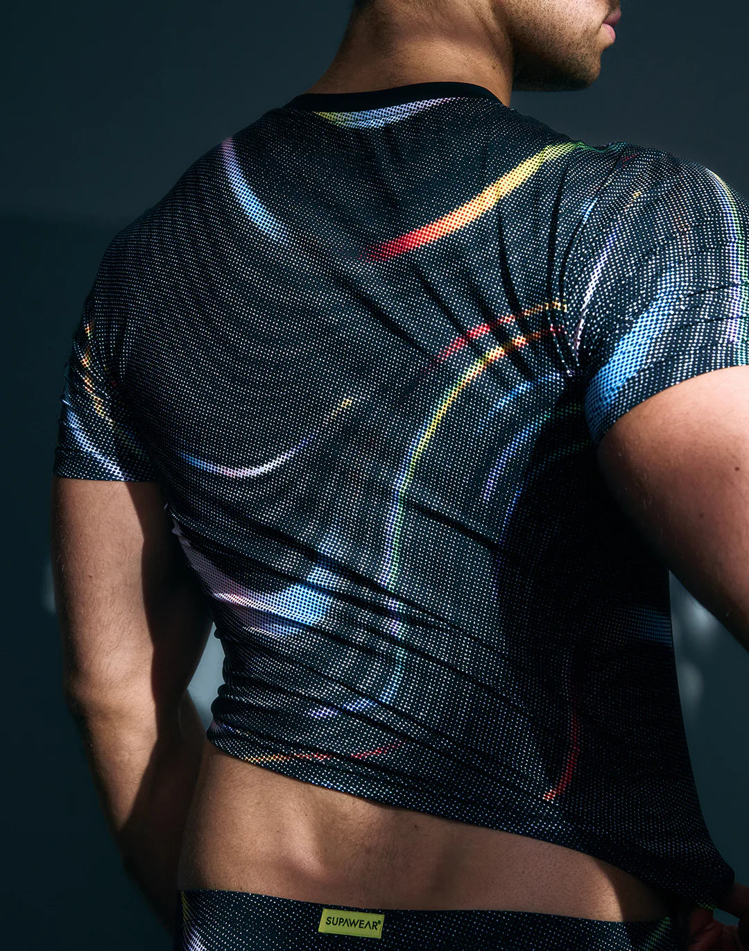 Pride Swirls Printed Crop T-Shirt-Black