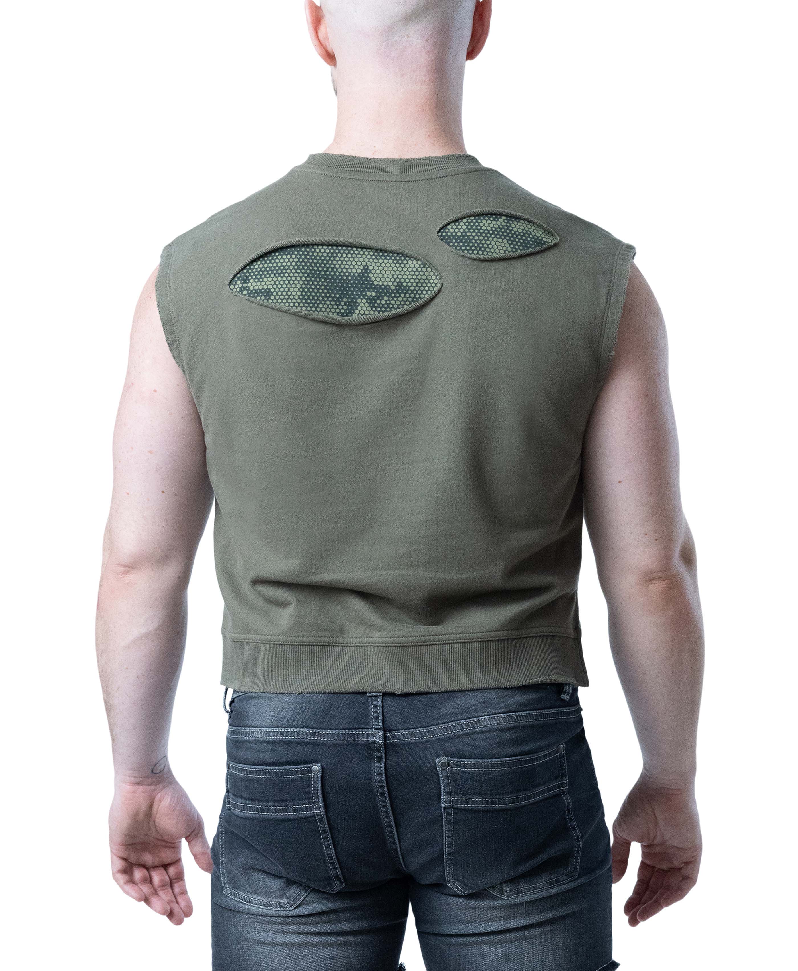 Shred Sleeveless Shirt - Army Green