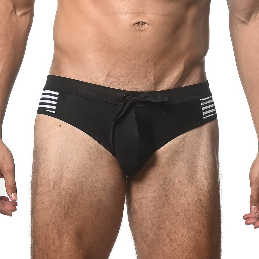 Solid Swim Brief w/Side Stripe