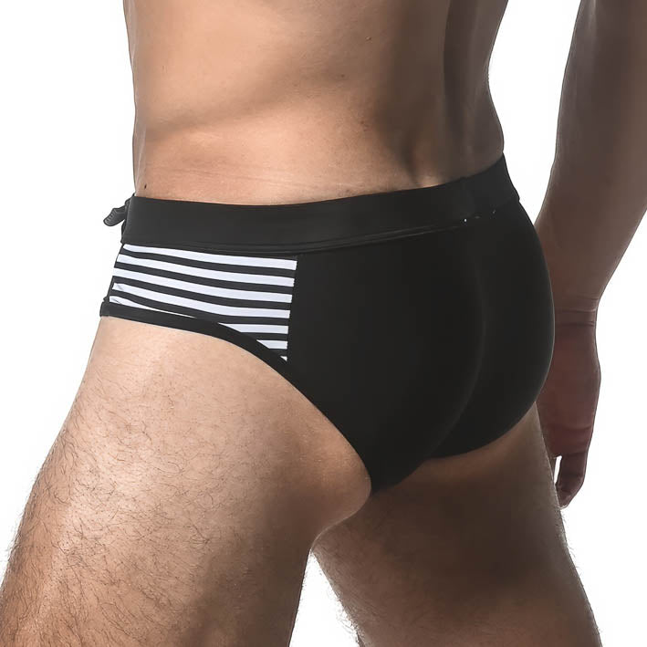 Solid Swim Brief w/Side Stripe