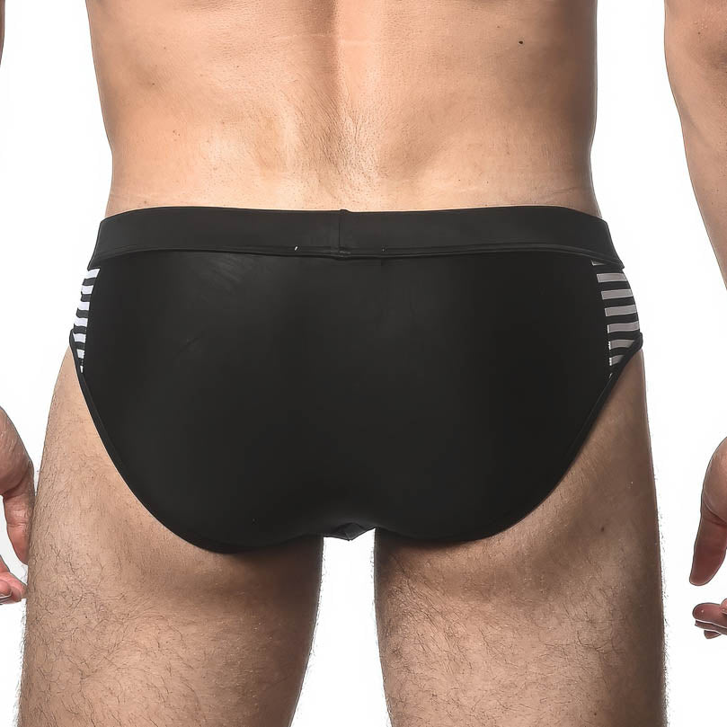 Solid Swim Brief w/Side Stripe