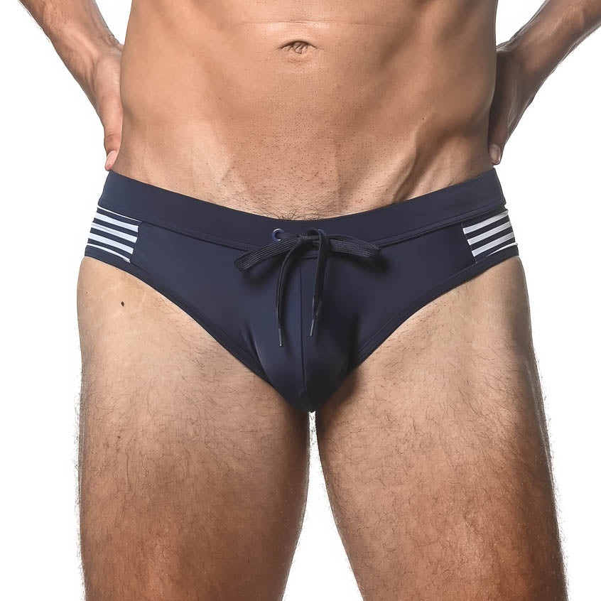 Solid Swim Brief w/Side Stripe