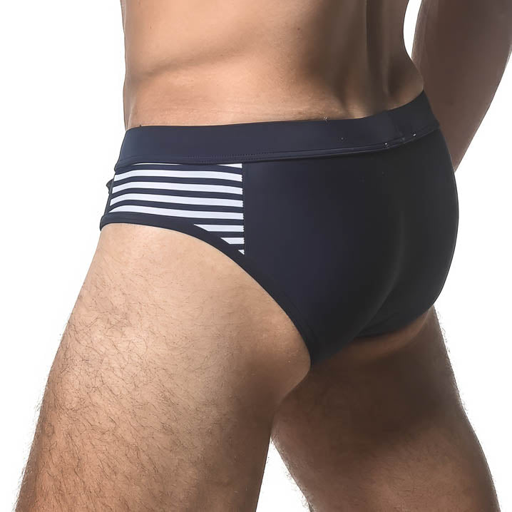 Solid Swim Brief w/Side Stripe