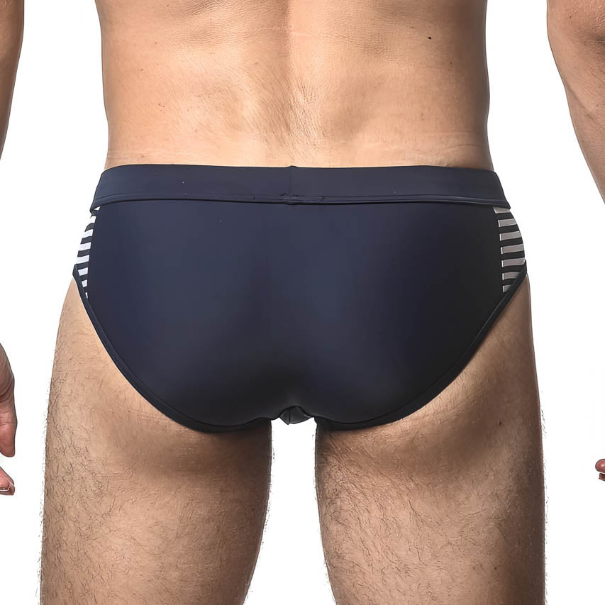 Solid Swim Brief w/Side Stripe