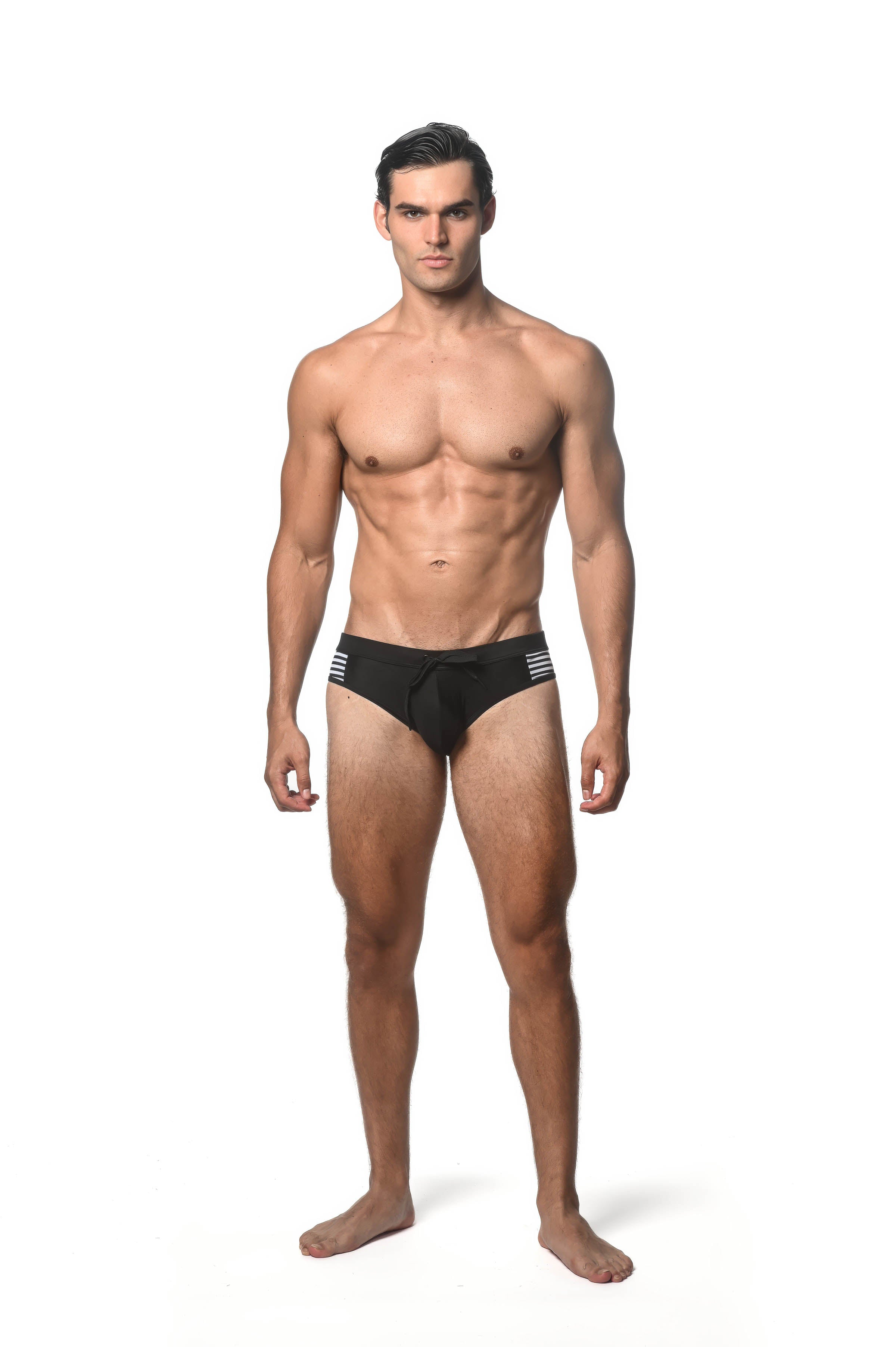 Solid Swim Brief w/Side Stripe
