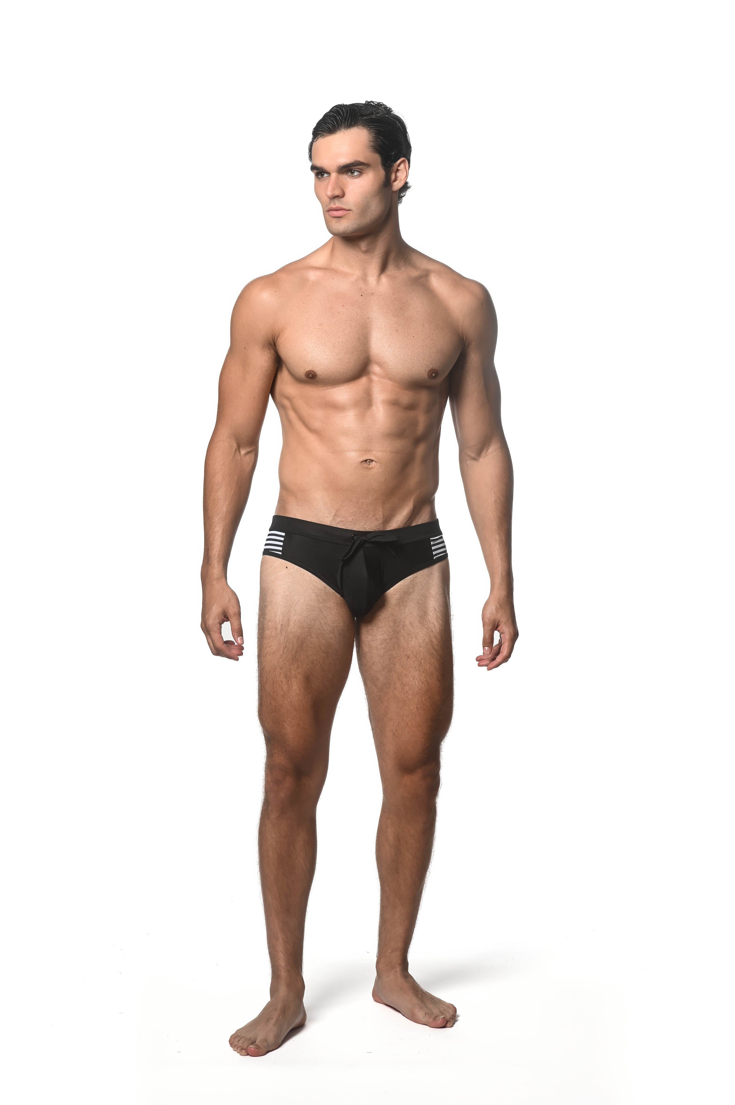 Solid Swim Brief w/Side Stripe