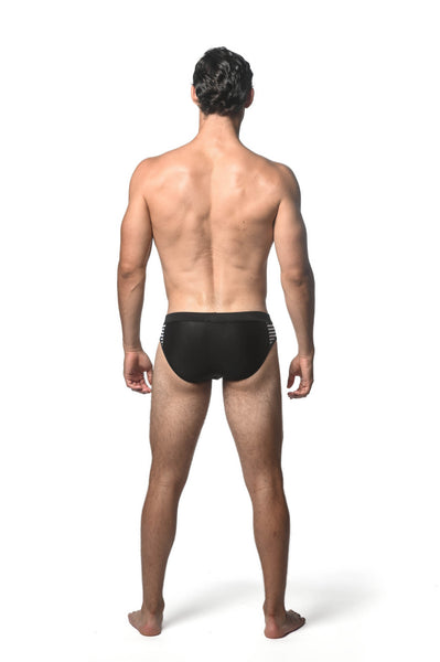 Solid Swim Brief w/Side Stripe