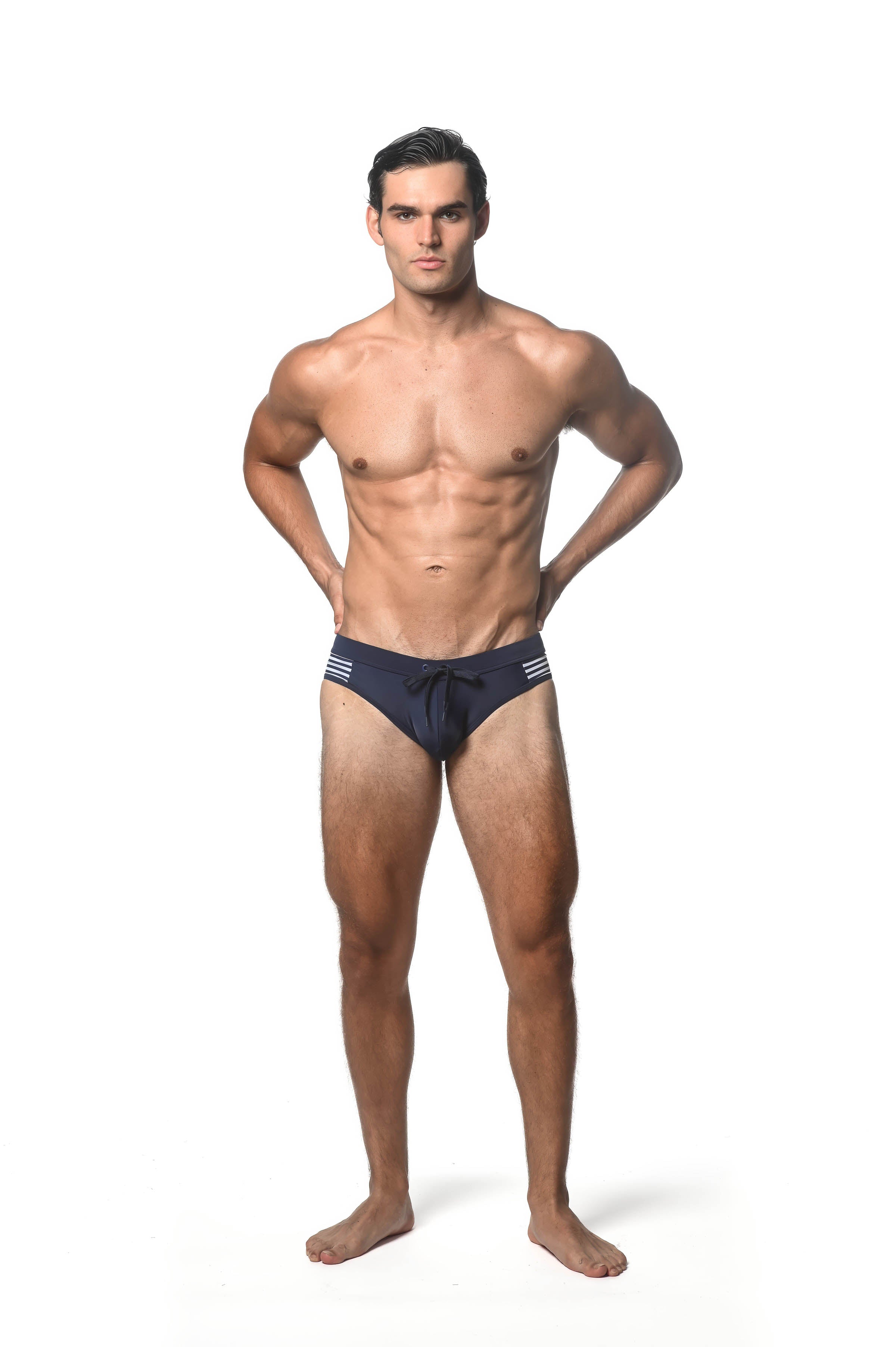 Solid Swim Brief w/Side Stripe