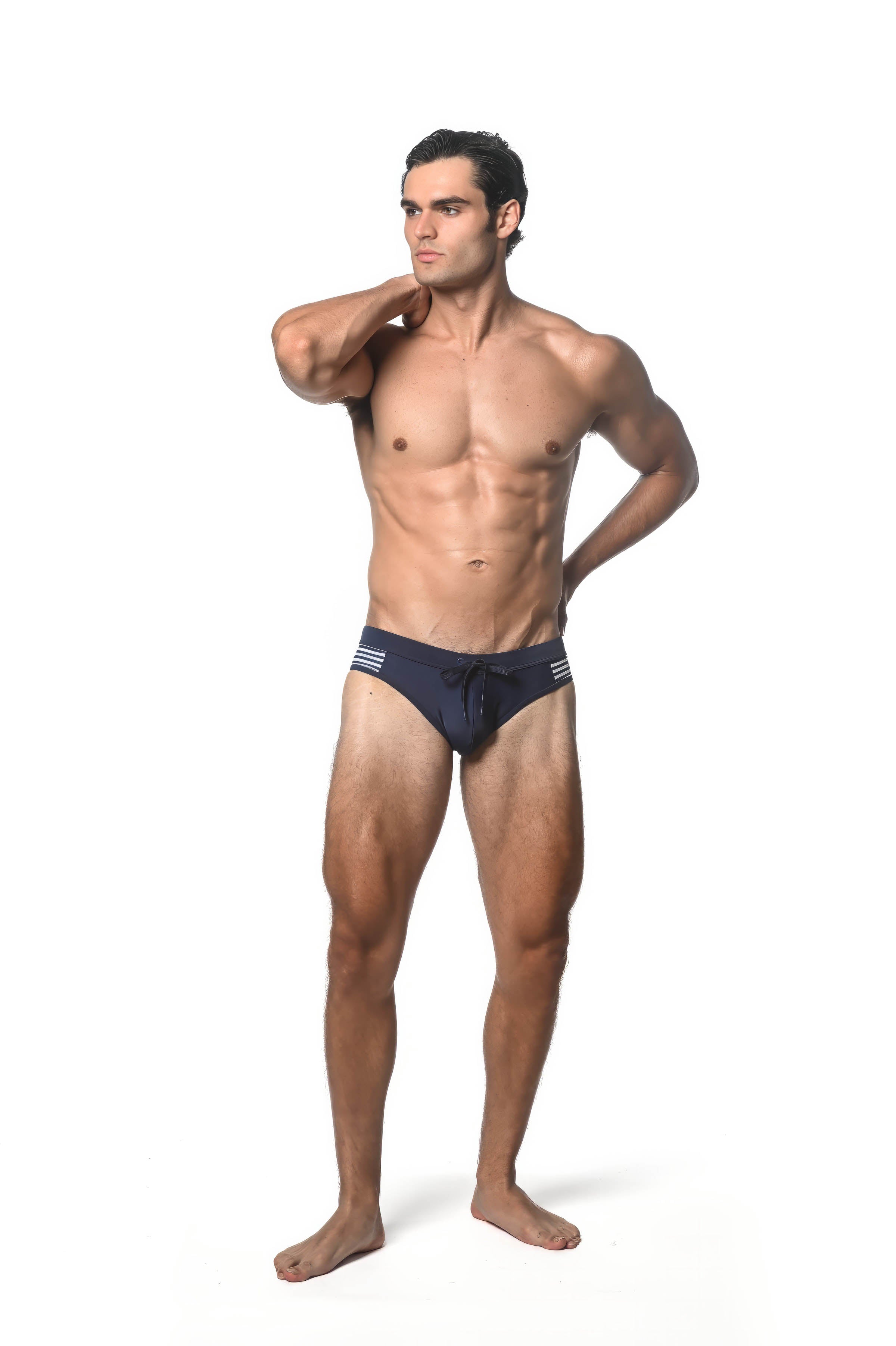 Solid Swim Brief w/Side Stripe