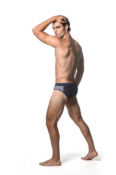 Solid Swim Brief w/Side Stripe