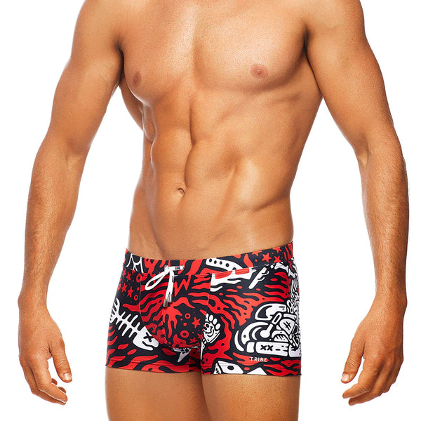 Rebel Lo Rise Swim Trunk Red