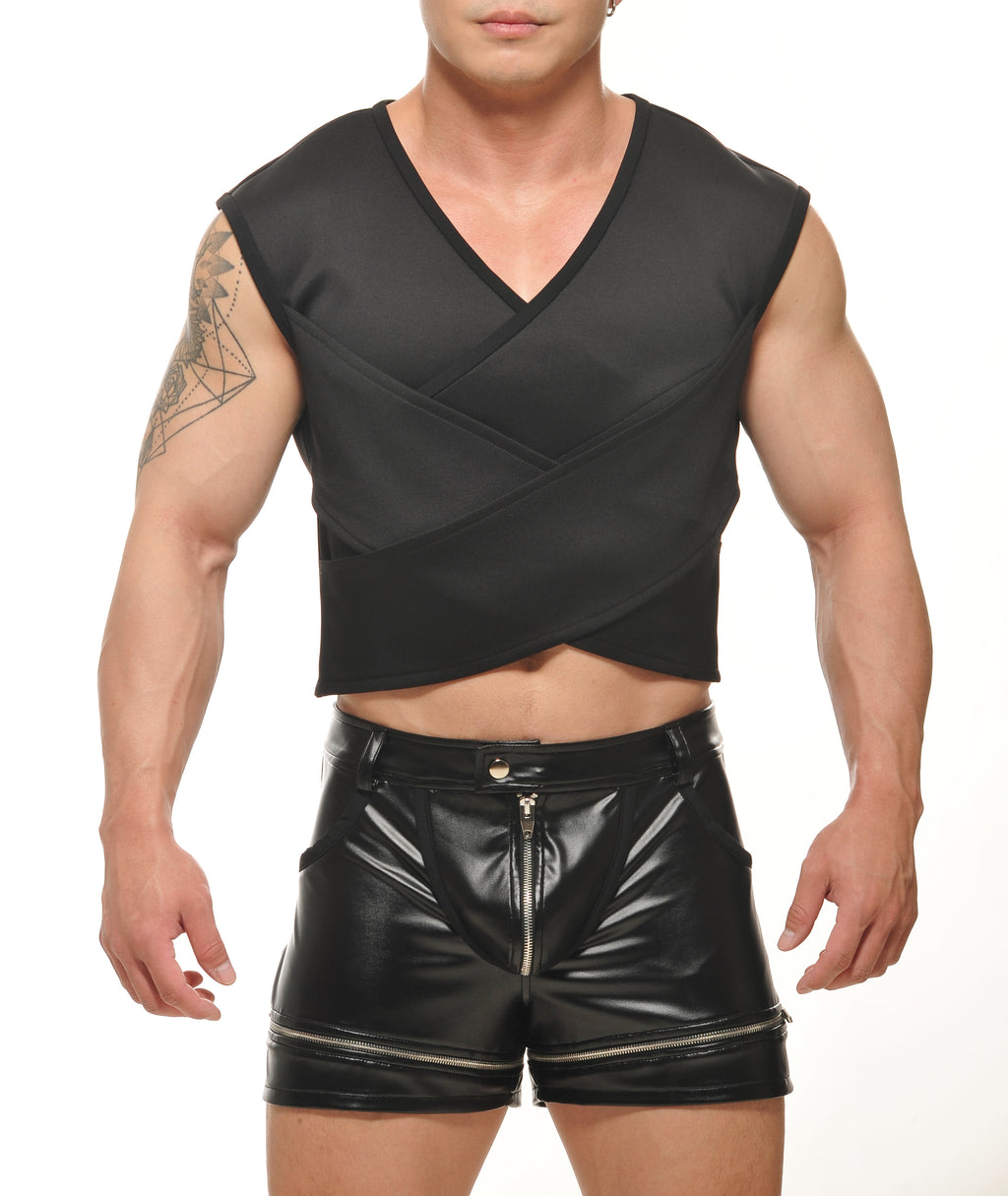 THETA-Crop Top-Black Black