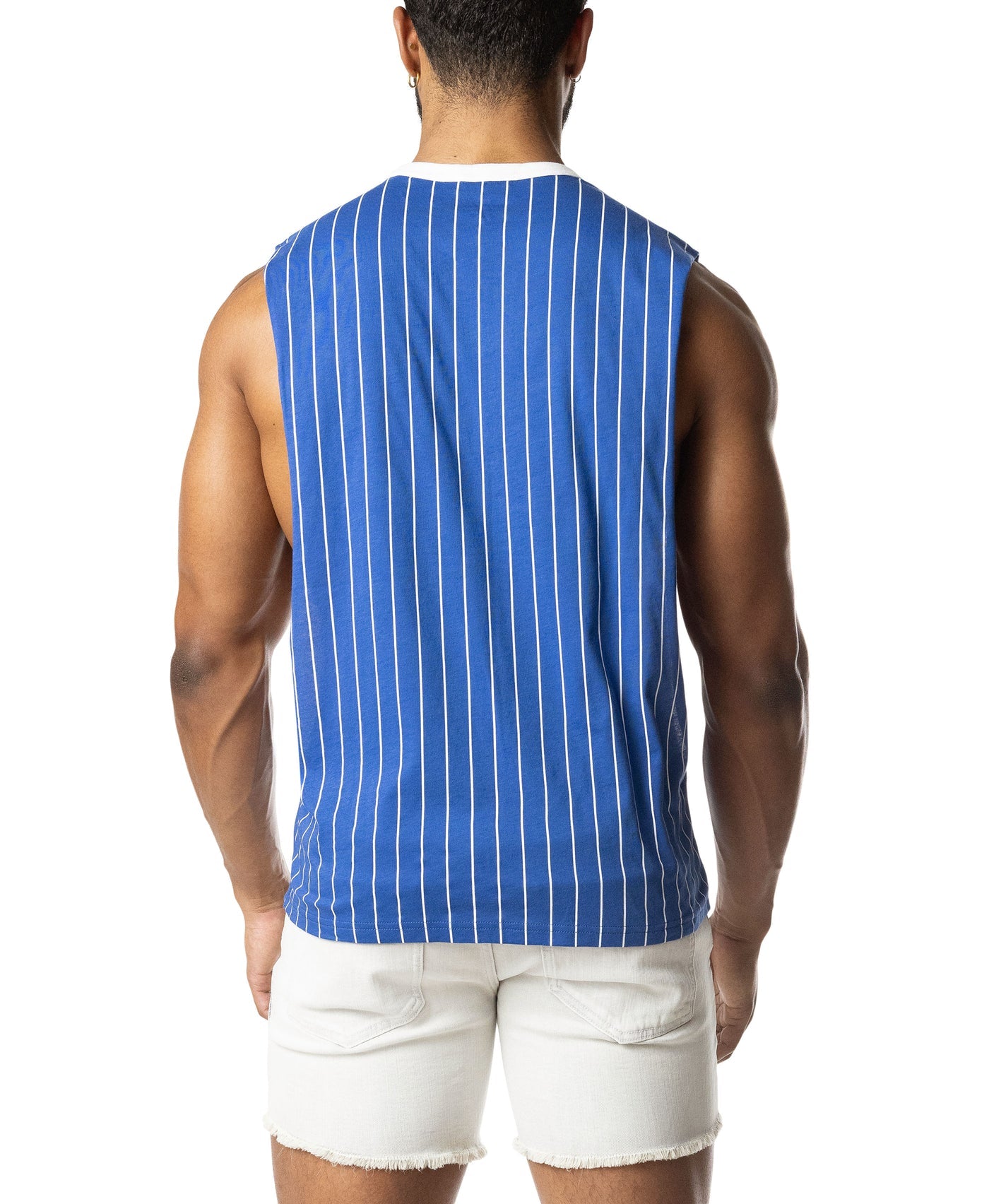 Third Base Shredder Tank Top - Quartz Blue/ White