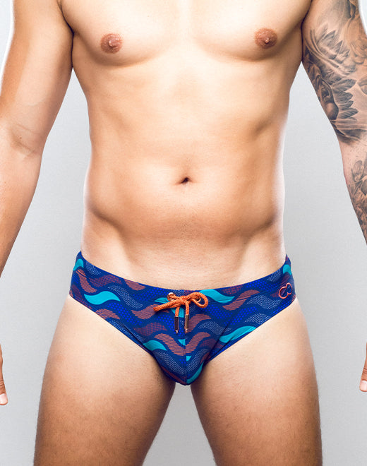 V10 Swim Brief - Ocean Print Blue