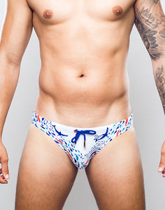 V20 Swim Brief - Sea Scape Print White