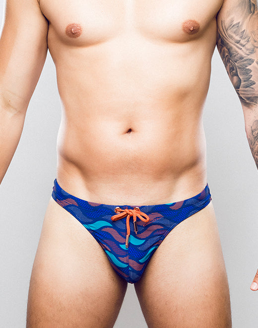 V80 Swim Thong - Ocean Print Blue