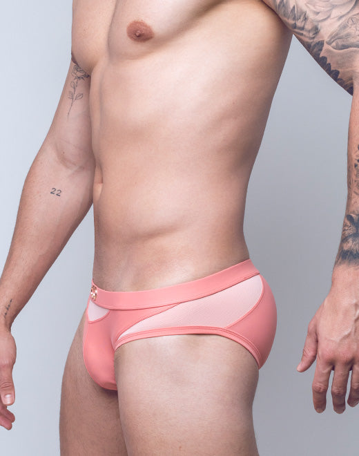 VB13 Swim Brief with Mesh Cut-Out Coral