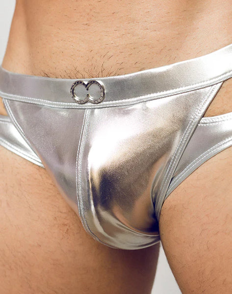 METALUX Silver Foil Cutout Swim Brief