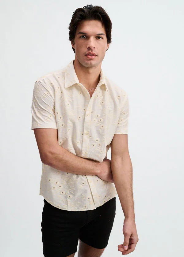 Stretch Eyelet Knit Short Sleeve Shirt