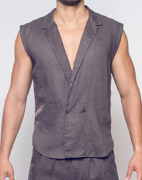 Breezy Linen Single Button Wrap Vest