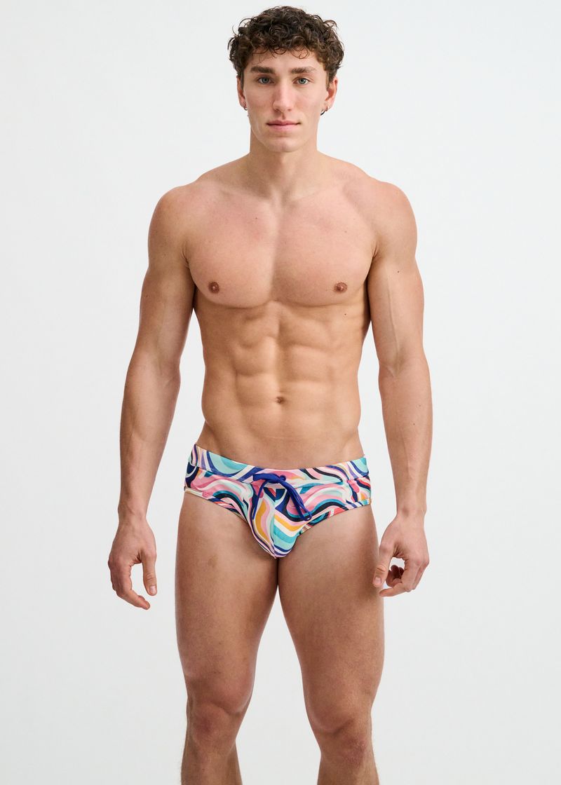 Waves Print Swim Brief - Teal