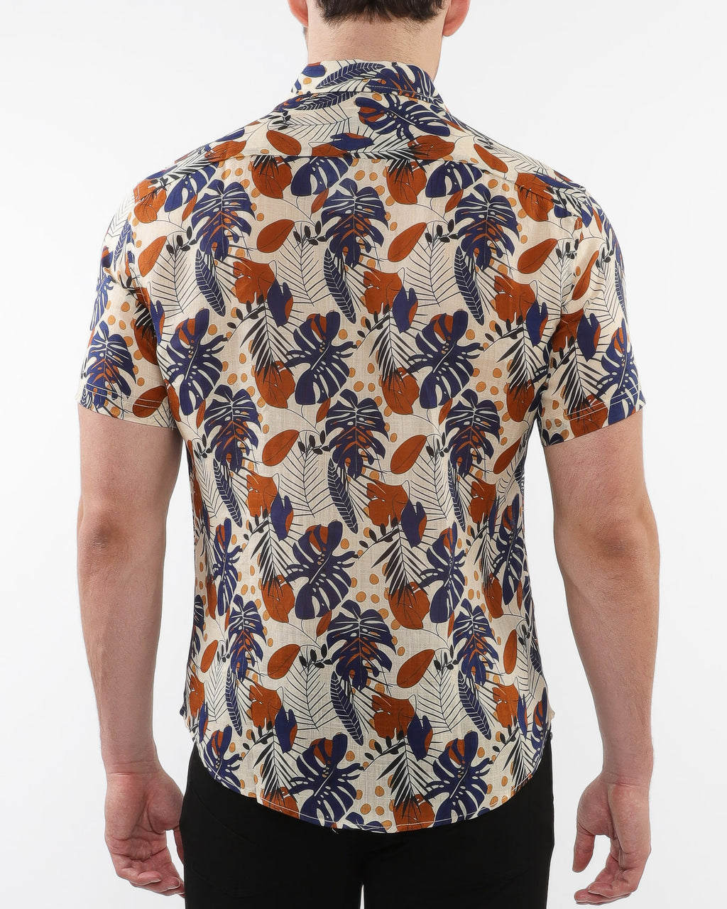 Lightweight Short Sleeve Shirt-Leaves Print