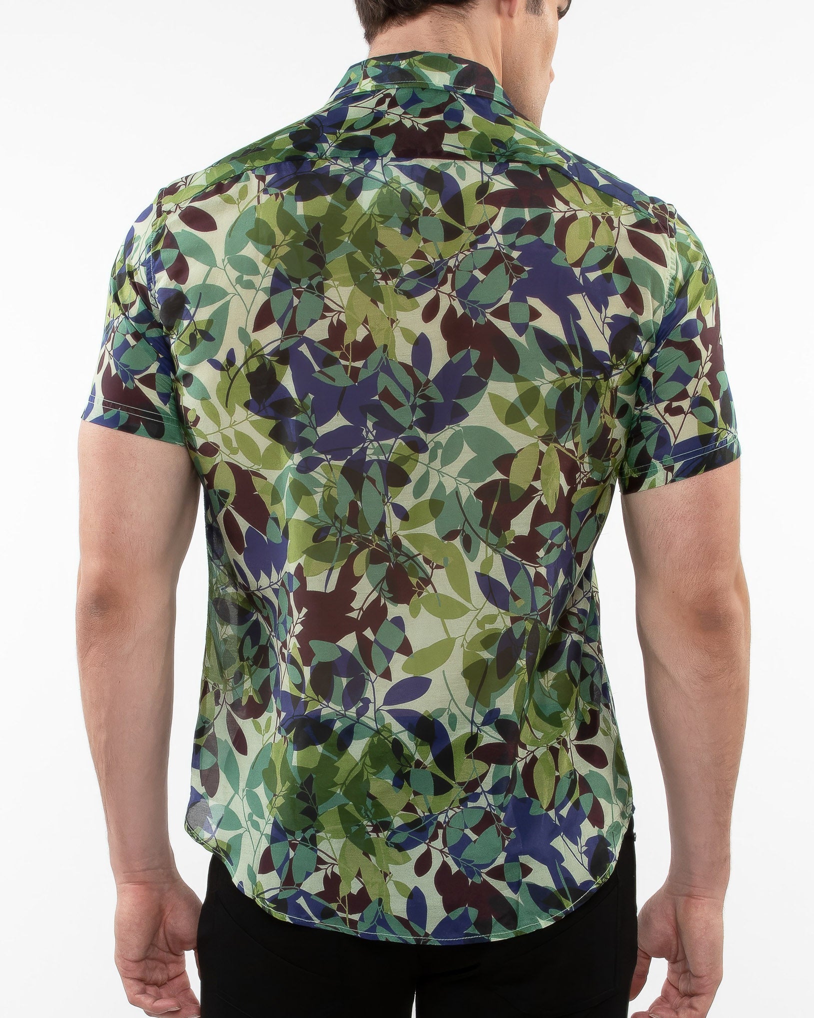 Lightweight Short Sleeve Shirt-Leaves Print