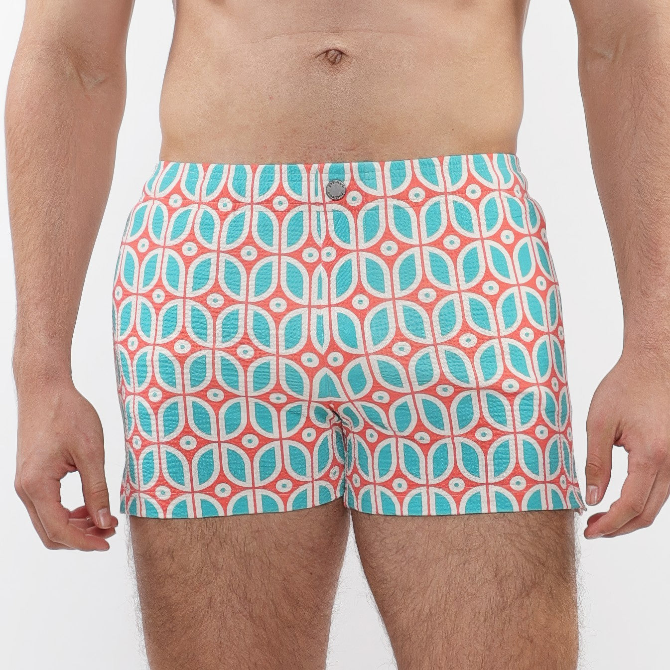 Seersucker Swim Shorts - Ovals Teal