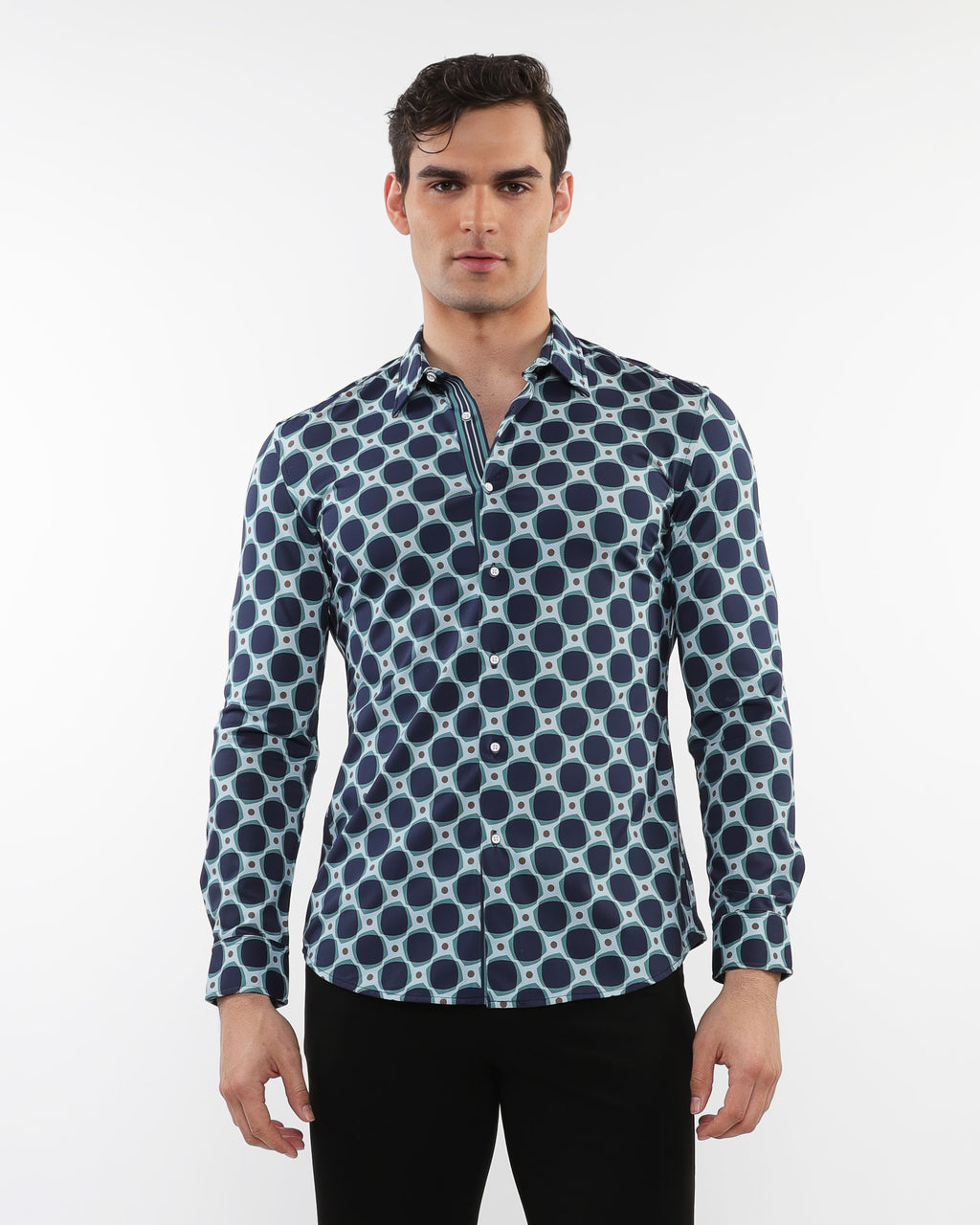 Peacock Squares Long Sleeve Shirt