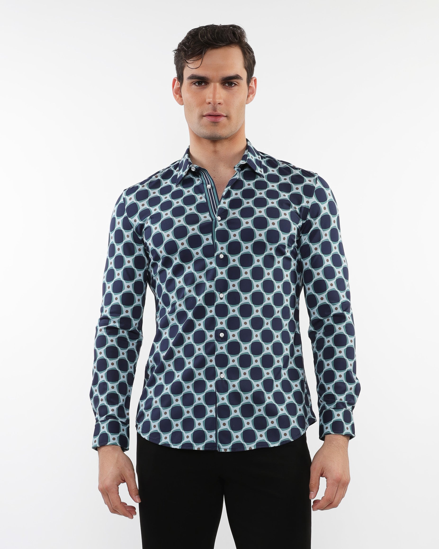 Peacock Squares Long Sleeve Shirt