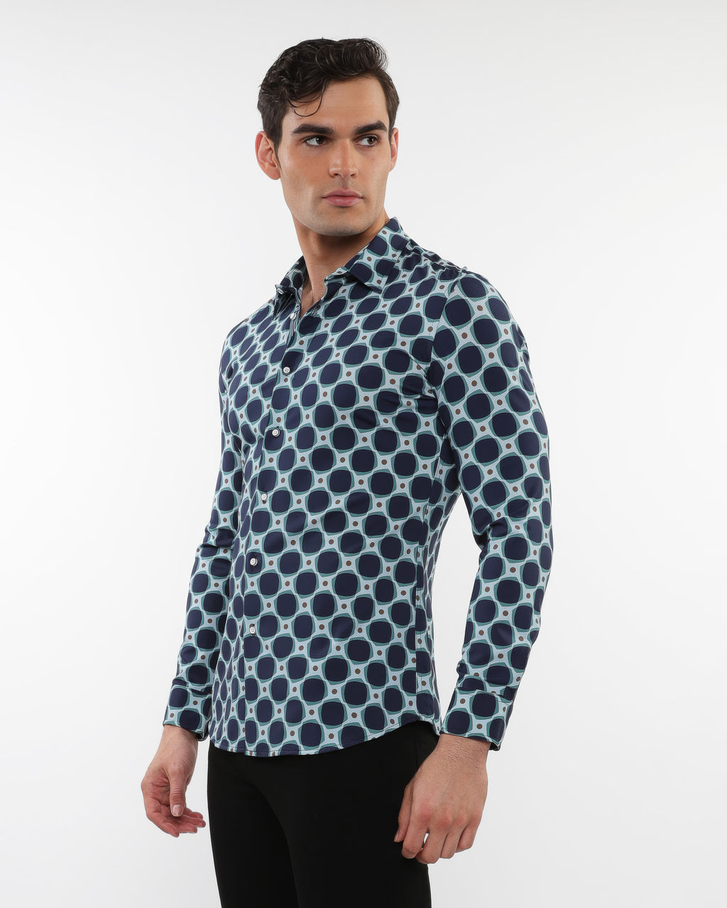 Peacock Squares Long Sleeve Shirt
