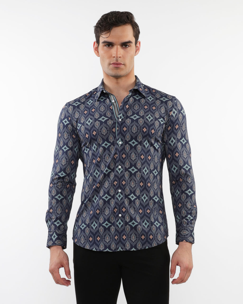 Jade Leaves Long Sleeve Shirt midnight