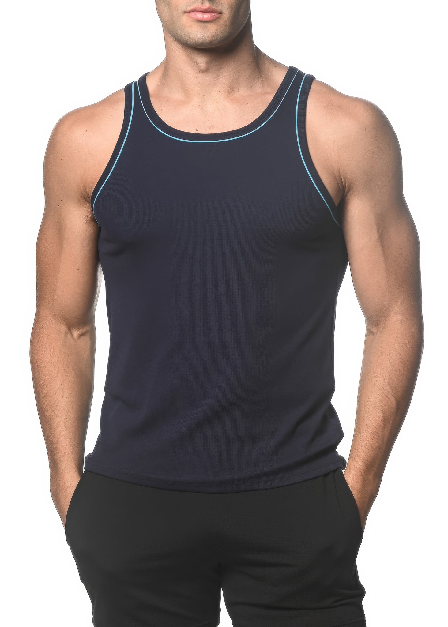 Rib Modal Tank - CONTRAST Navy