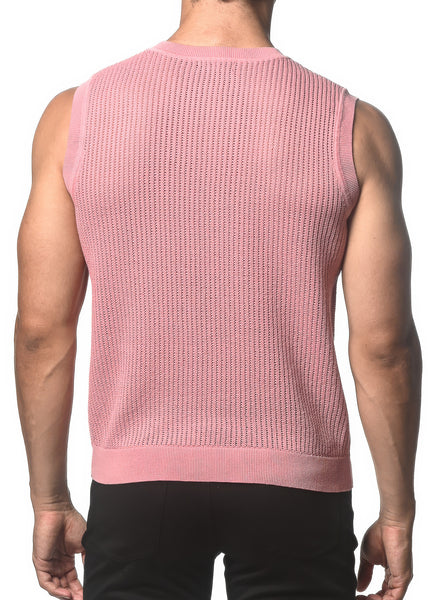 Textured Open Mesh Knitted Vest