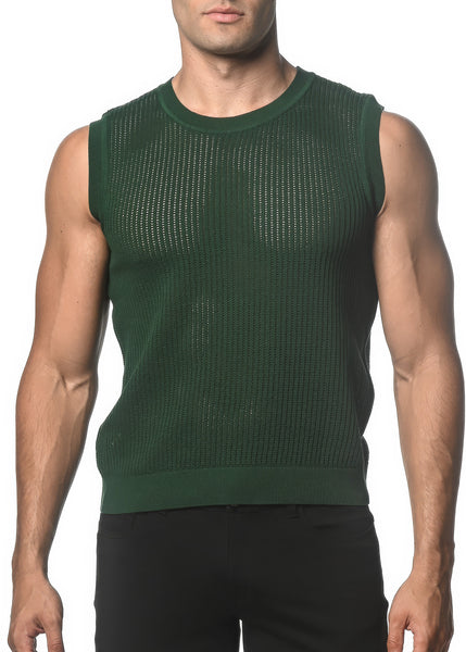 Textured Open Mesh Knitted Vest