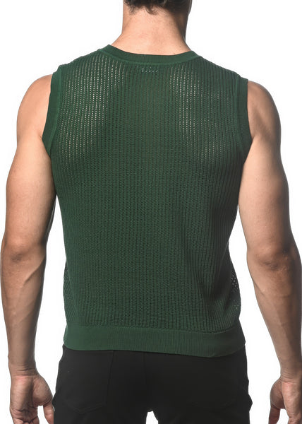 Textured Open Mesh Knitted Vest