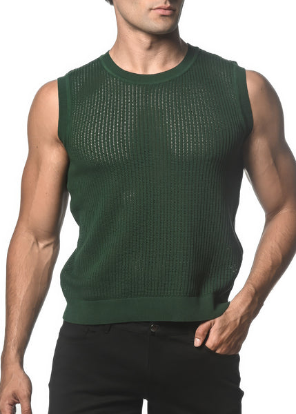 Textured Open Mesh Knitted Vest