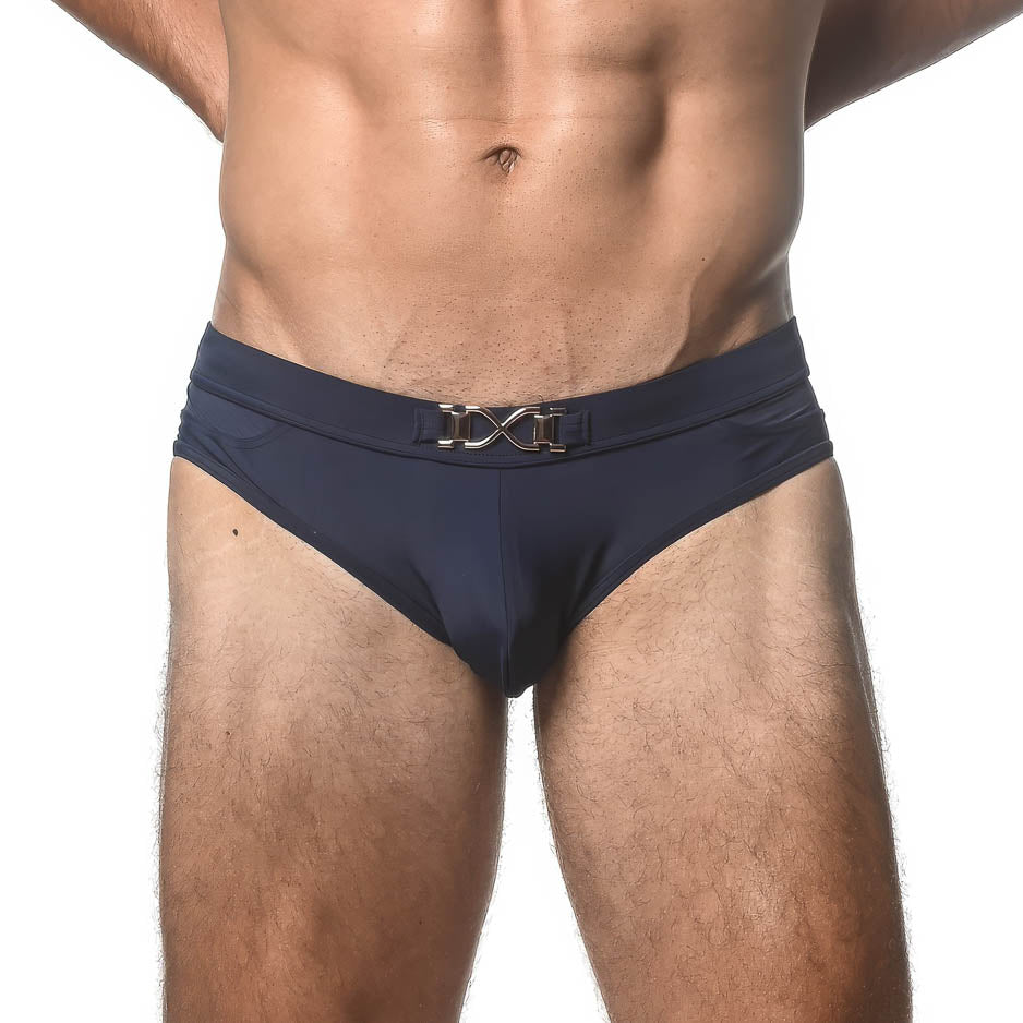 Solid Swim Brief w/Front Buckle Navy