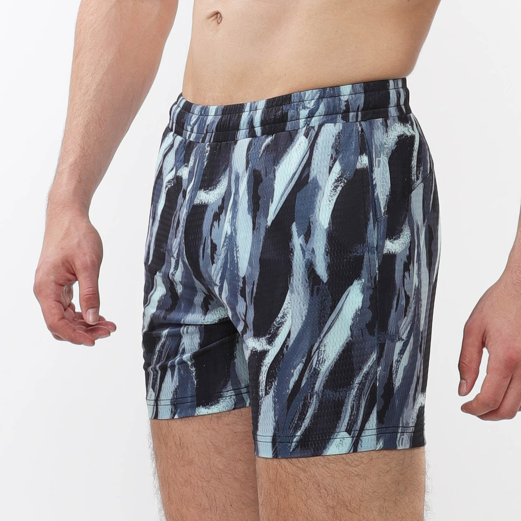 Mesh Performance Shorts-Brushstrokes Print