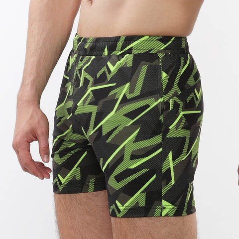 Mesh Performance Shorts-Geometric Print Citrus Charcoal