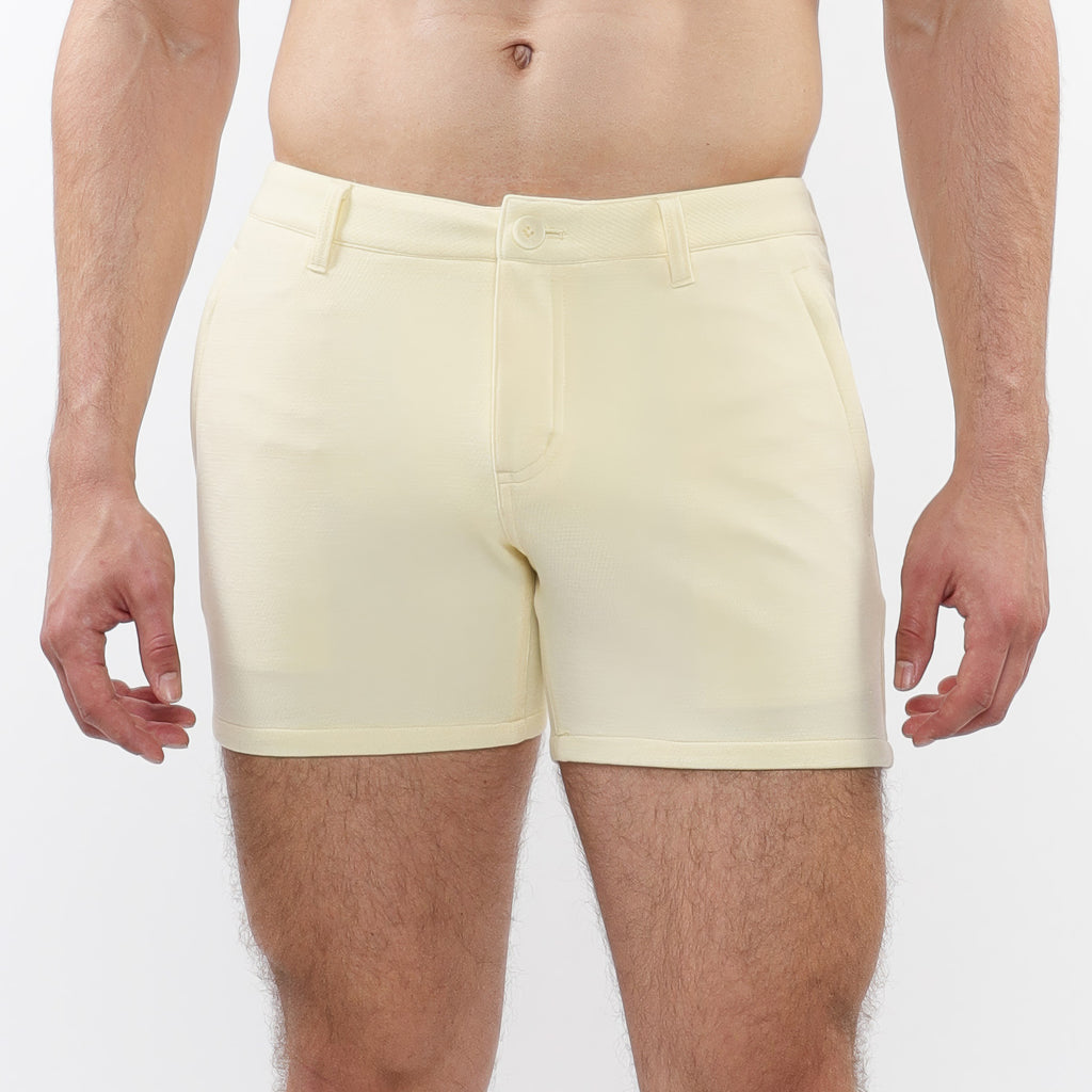 5" Stretch Knit Chino Short w/zip pockets Cream