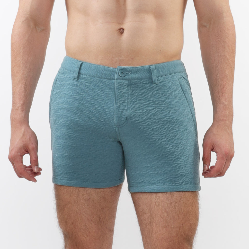 5" Stretch Knit Chino Short w/zip pockets Aquamarine