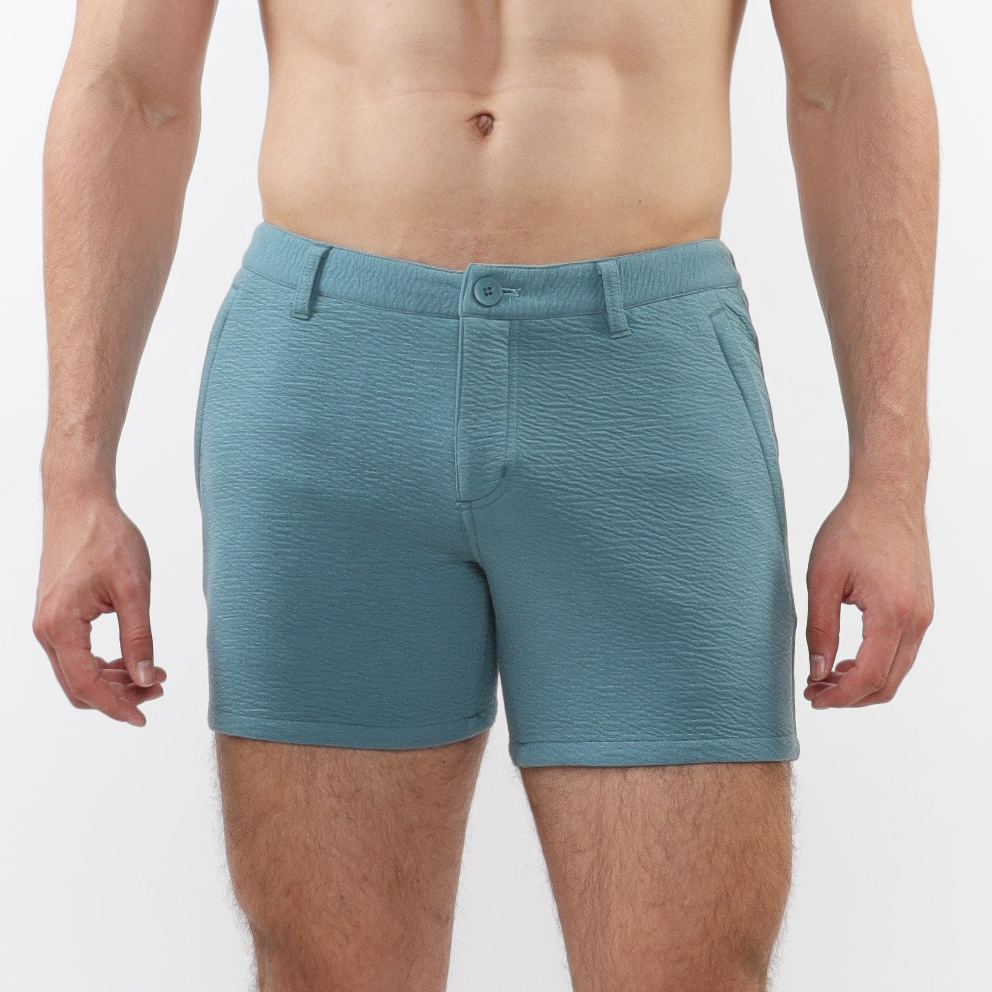 5" Stretch Knit Chino Short w/zip pockets Aquamarine