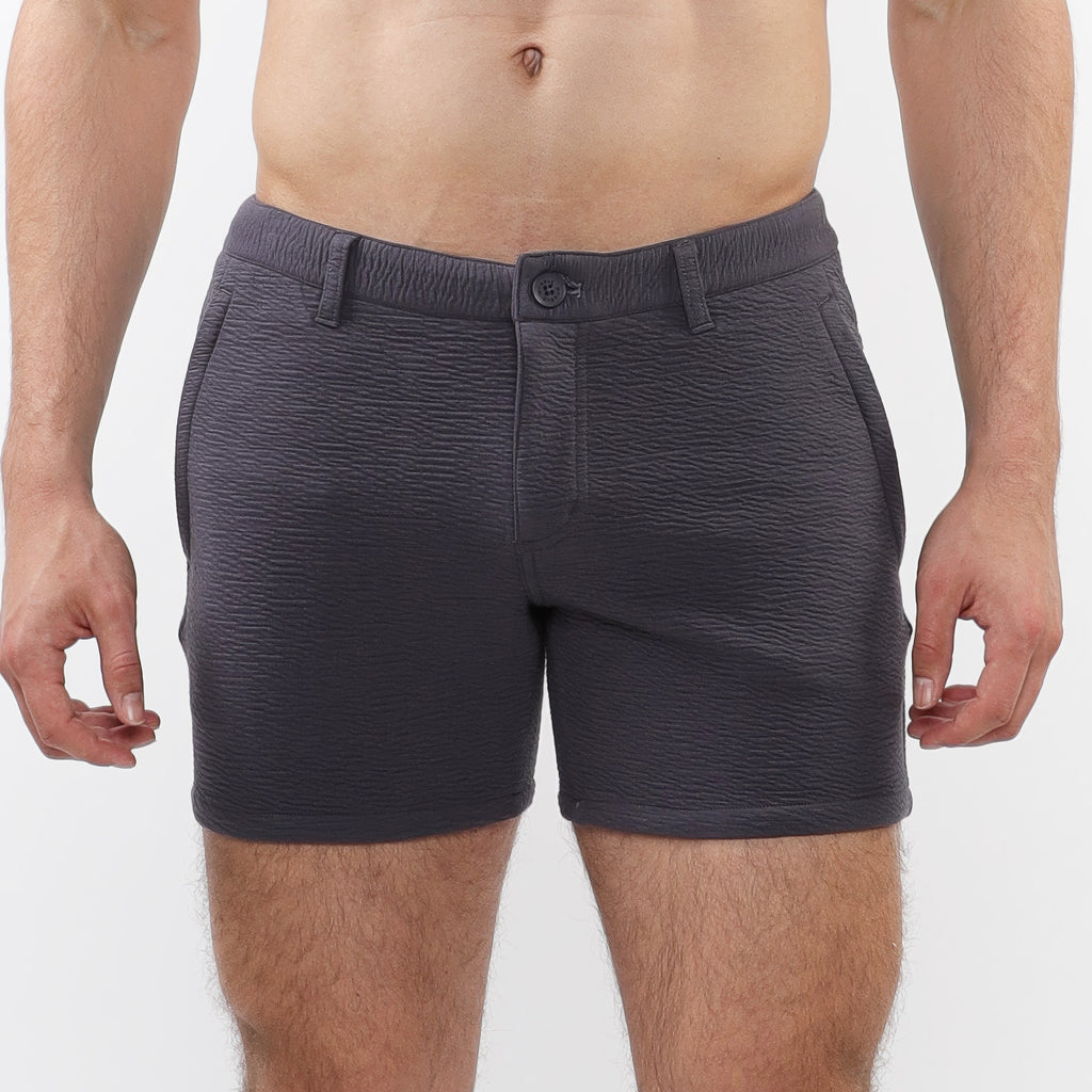 5" Stretch Knit Chino Short w/zip pockets Charcoal