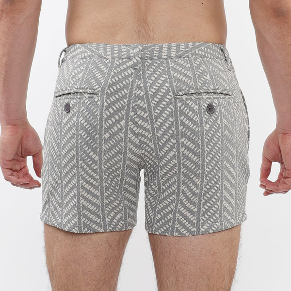 5" Stretch Knit Chino Short w/zip pockets-Herringbone