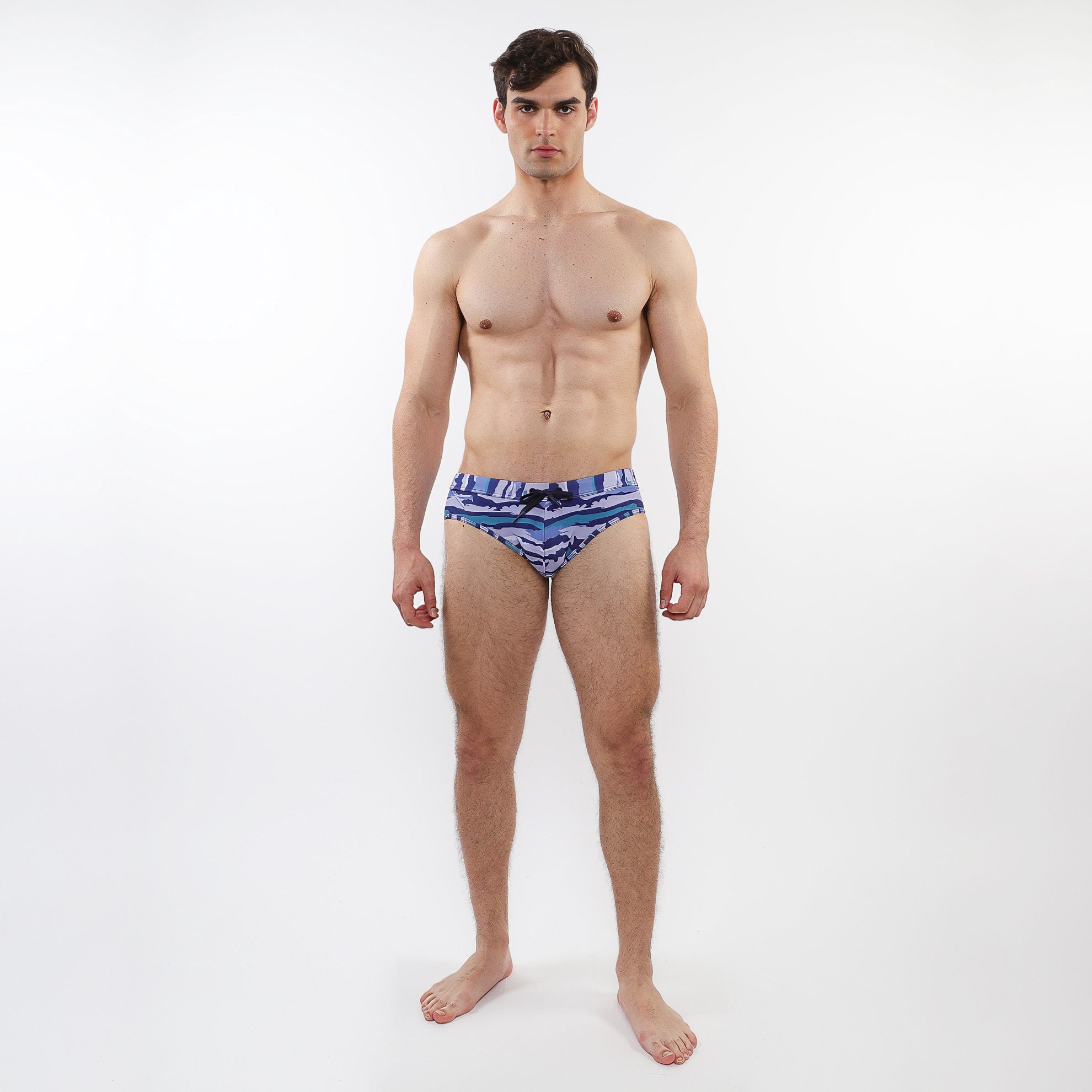 Camo Printed Swim Brief-Cobalt/Sky