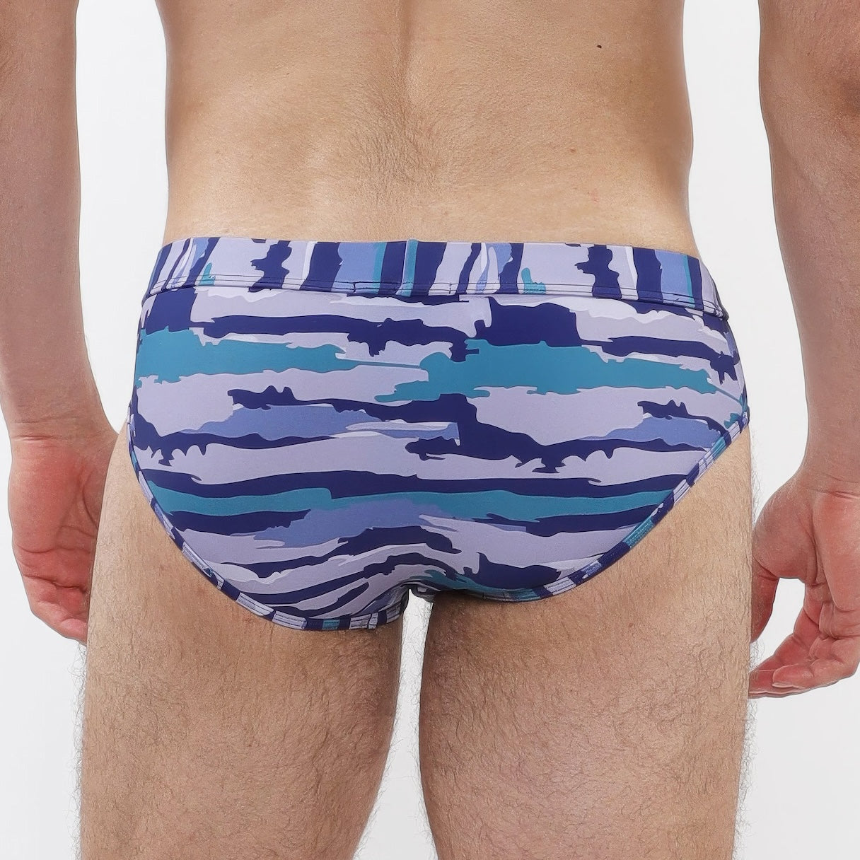 Camo Printed Swim Brief-Cobalt/Sky