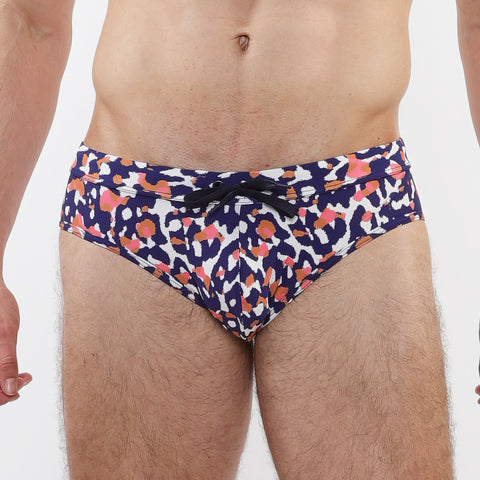 Camo Printed Swim Brief-Navy/Sand Navy Sand