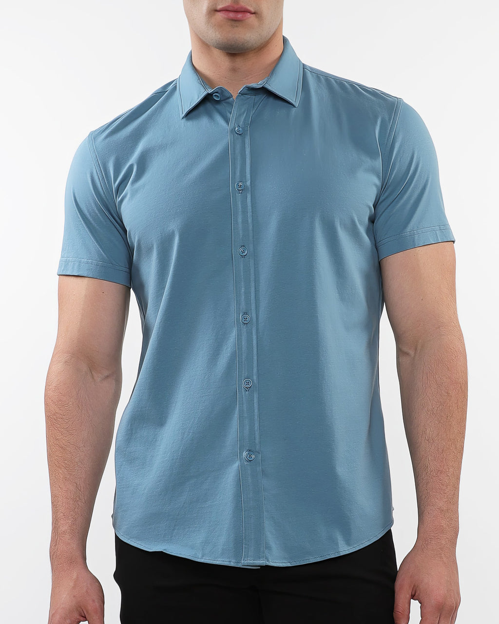 Stretch Jersey Knit Shirt - Blueprint Blue